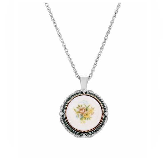 1928 Jewelry - 1928 Women's Flower Round Stone Pendant Necklace